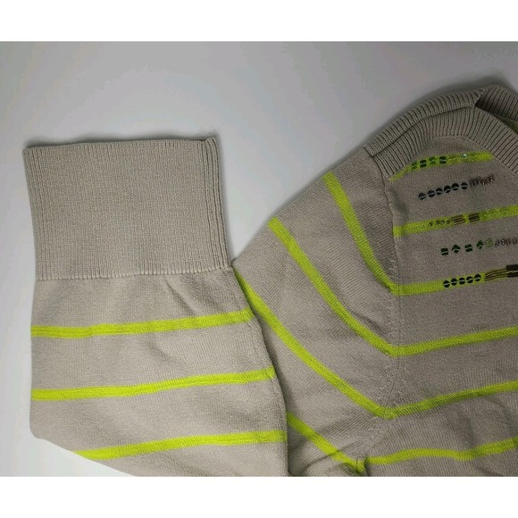Coldwater Creek Sequin Stripe Sweater Women's XL 16 Beige Yellow Embellished - Picture 4 of 8